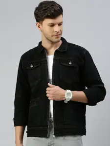 VOXATI Men Washed Denim Jacket Embroidered
