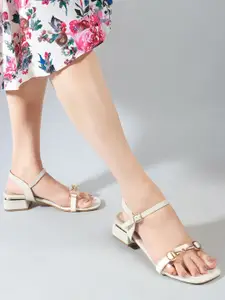 Carlton London Square Toe Block Heels With Buckles