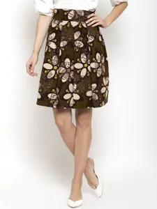 Purple State Printed Flared Above-Knee Skirt