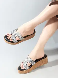 Carlton London Printed Open Toe Wedge Heels