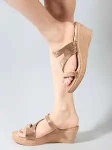 Carlton London Embellished Open Toe Wedge Heels