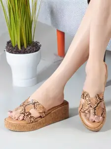 Carlton London Printed Open Toe Wedge Heels