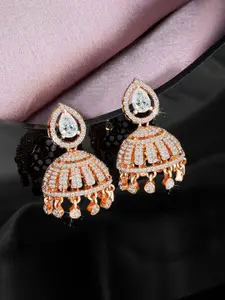 Peora Rose Gold Plated Cubic Zirconia Jhumkas