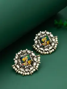 aadita Silver Toned Stud Earrings