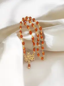 UNIVERSITY TRENDZ Gold-Plated Trishul Engraved Mahakal Rudraksh Pendant Necklace