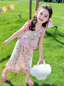 INCLUD Girls Printed Top with Trousers