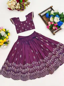BAESD Girls Embroidered Sequinned Ready to Wear Lehenga & Top
