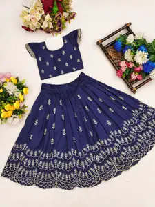 BAESD Girls Embroidered Sequinned Ready to Wear Lehenga & Top