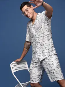 SHOWOFF Printed Cuban Collar Shirt With Shorts