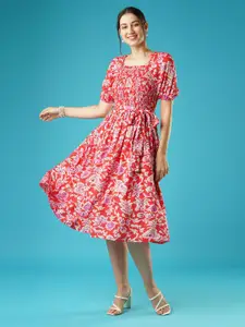 Globus Floral Print Fit & Flare Midi Dress