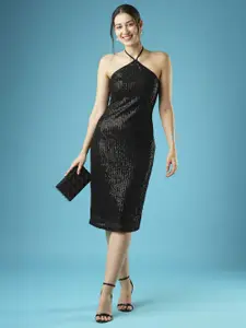 Globus Tie-Back Halter Neck Sequinned Sheath Midi Party Dress