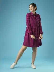 Globus Crepe Flared Hem Shirt Style Dress