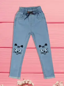 A-Okay Girls Slim Fit High-Rise Light Fade Clean Look Embroidered Cotton Jeans