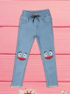 A-Okay Girls Slim Fit High-Rise Embroidered Cotton Jeans