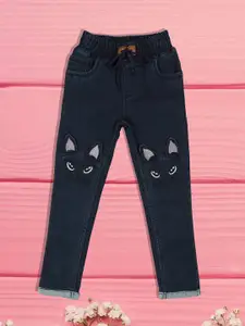 A-Okay Girls Slim Fit High-Rise Slash Knee Embroidered Jeans