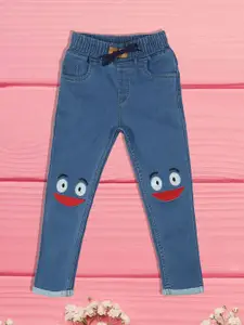 A-Okay Girls Slim Fit High-Rise Cotton Embroidered Jogger Jeans