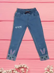 A-Okay Girls Slim Fit High-Rise Low Distress Embroidered Jeans