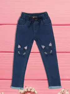 A-Okay Girls Slim Fit High-Rise Clean Look Embroidered Cotton Jeans