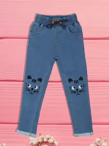 A-Okay Girls Slim Fit High-Rise No Fade Embroidered Cotton Jeans