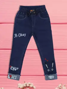 A-Okay Girls Slim Fit High-Rise Cotton Embroidered Jeans
