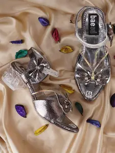 BAESD Girls Textured Open Toe Block Heels