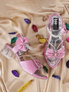 BAESD Girls Textured Open Toe Block Heels