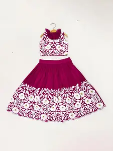 BAESD Girls Embroidered Thread Work Ready to Wear Lehenga & Blouse