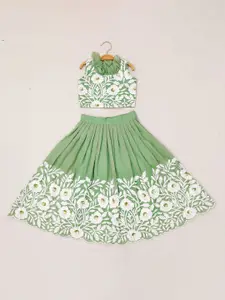 BAESD Girls Embroidered Thread Work Ready to Wear Lehenga & Blouse