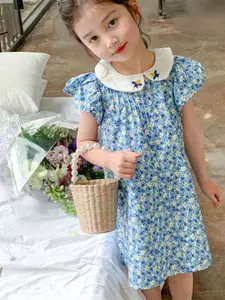 StyleCast x Revolte Girls Floral Print Peter Pan Collar Flutter Sleeve A-Line Dress