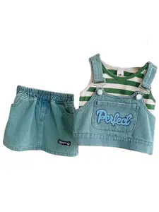 StyleCast x Revolte Girls Striped Pure Cotton Top with Shorts