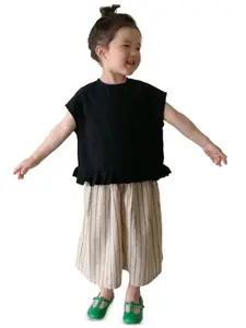 StyleCast x Revolte Girls Round Neck Top with Striped Capri