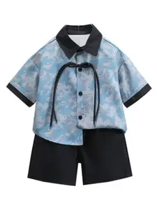 StyleCast x Revolte Boys Printed Pure Cotton Shirt with Shorts