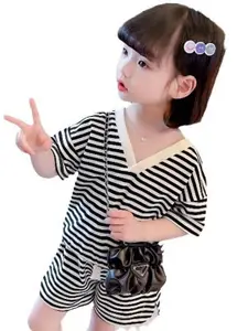 StyleCast x Revolte Girls Striped Pure Cotton Top with Shorts