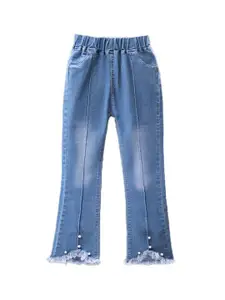 StyleCast x Revolte Girls Mid-Rise Clean Look Embellished Detail Cotton Jeans