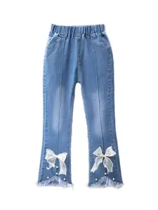 StyleCast x Revolte Girls Mid-Rise Clean Look Embellished Detail Cotton Jeans