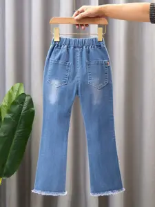 StyleCast x Revolte Girls Mid-Rise Clean Look Embellished Detail Cotton Jeans