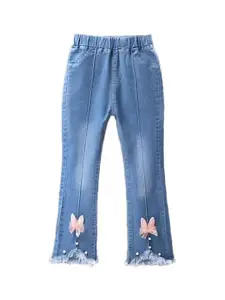 StyleCast x Revolte Girls Mid-Rise Clean Look Light Fade Embellished Detail Cotton Jeans