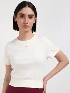 Tommy Hilfiger Women Solid Short Sleeves Pullover