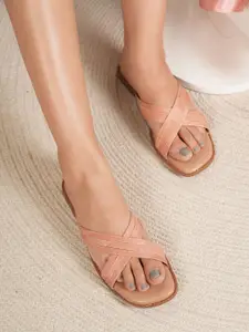 DressBerry Women Textured Open Toe Flats