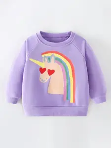 StyleCast Girls Self Design Striped Round Neck Cotton T-shirt