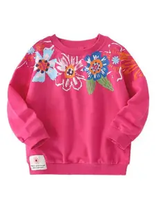 StyleCast Girls Floral Printed  Round Neck Cotton T-shirt