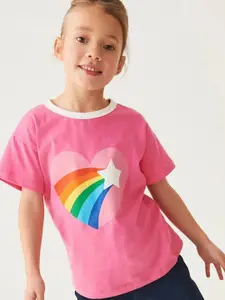 StyleCast Girls Printed Solid Round Neck Cotton T-shirt