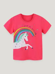 StyleCast Girls Graphic Printed Solid Round Neck Cotton T-shirt