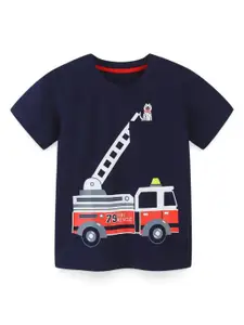 StyleCast Boys Self Design Solid Round Neck Cotton T-shirt