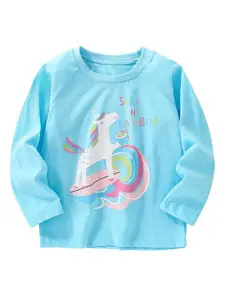 StyleCast Girls Printed Solid Round Neck Cotton T-shirt