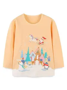 StyleCast Girls Printed Solid Round Neck Cotton T-shirt