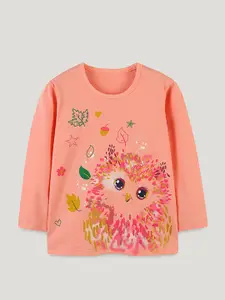 StyleCast Girls Printed Solid Round Neck Cotton T-shirt