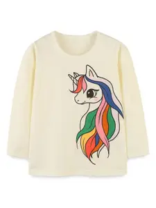 StyleCast Girls Printed Solid Round Neck Cotton T-shirt
