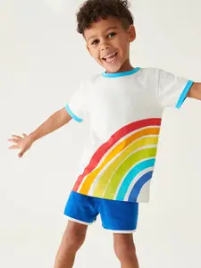 StyleCast Boys Colourblocked Solid Round Neck Cotton T-shirt