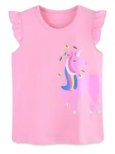 StyleCast Girls Graphic Printed Solid Round Neck Cotton T-shirt